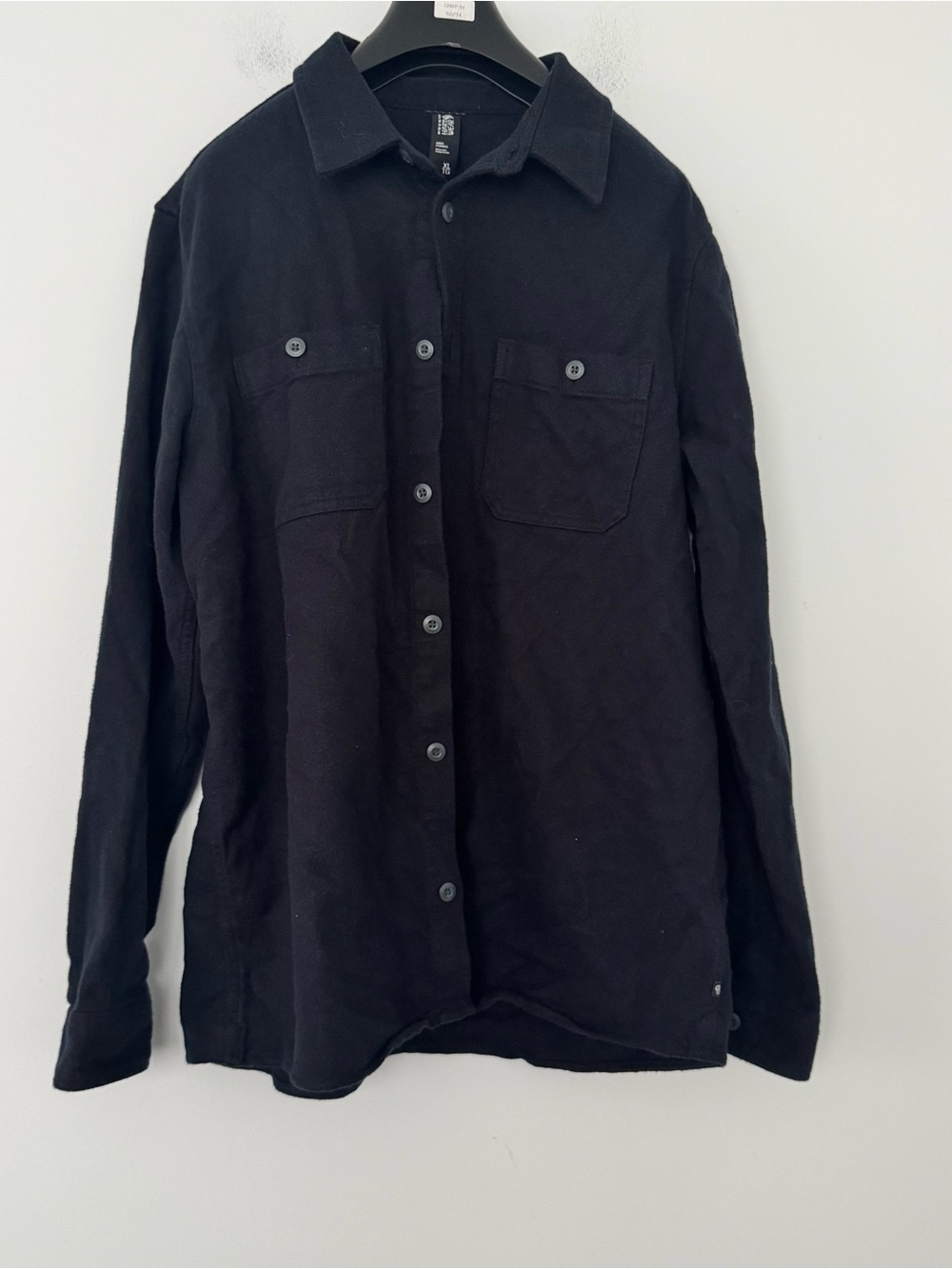 Mountain Hardwear Plusher Flannel Shirt Mens XL Black Organic Cotton Heavyweight